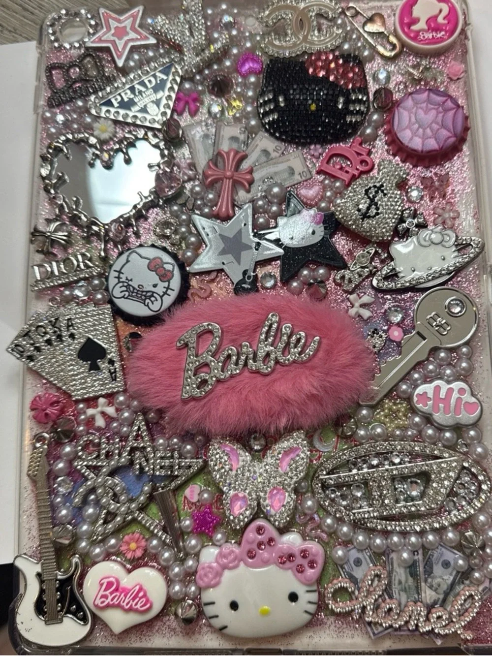 Barbie Pink Faux-Fur Embellished Rhinestone iPad Case